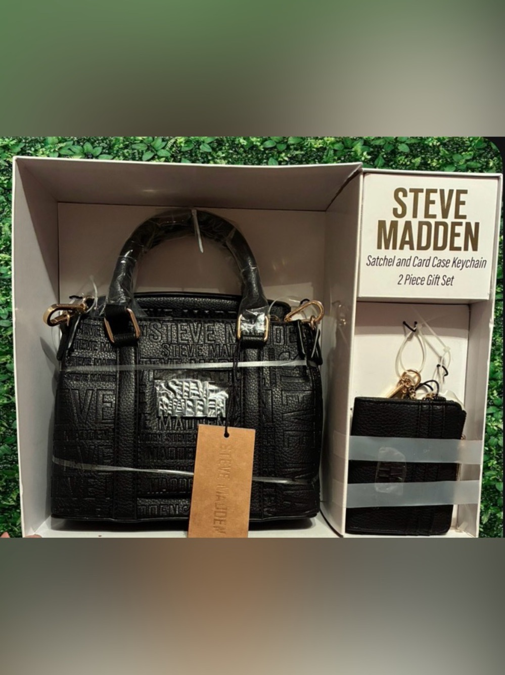 Steve Madden Black Embossed Mini Satchel